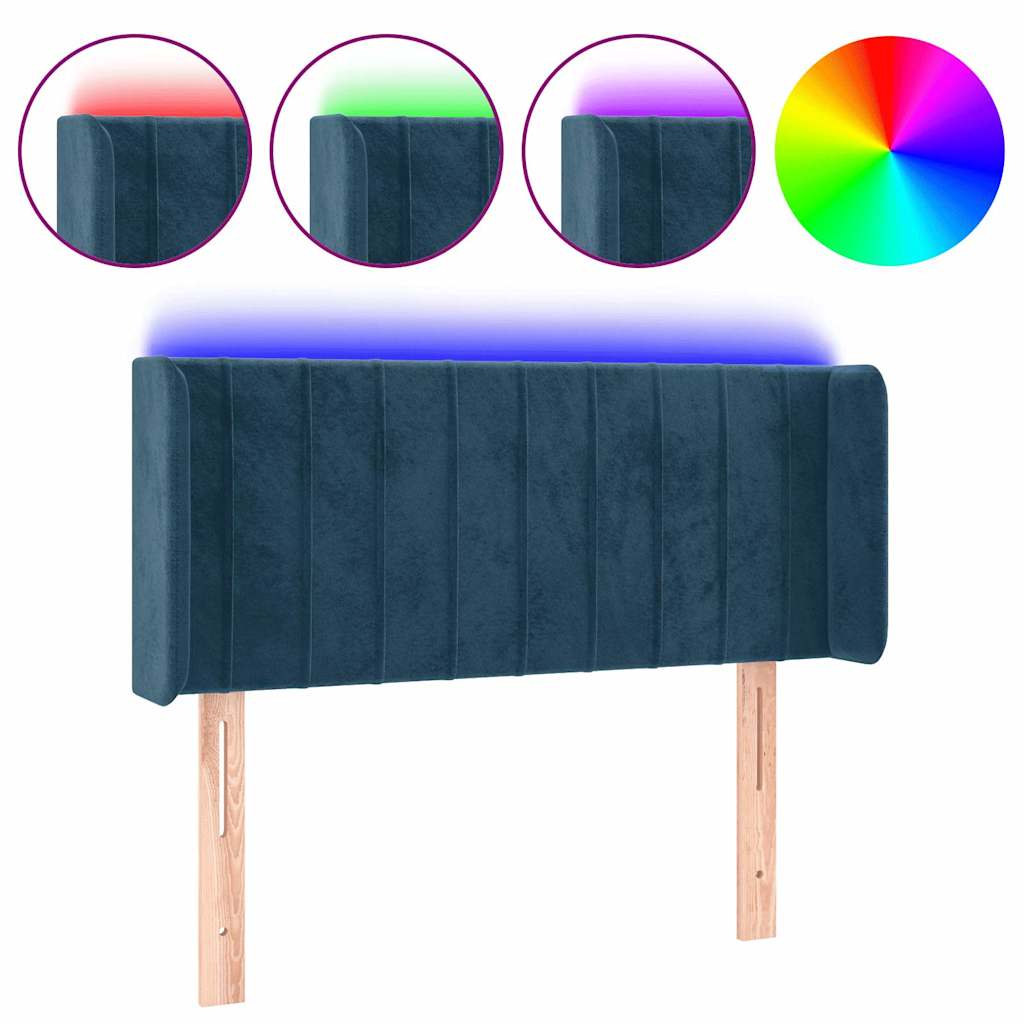 LED uzglavlje tamnoplavo 83x16x78/88 cm baršunasto
