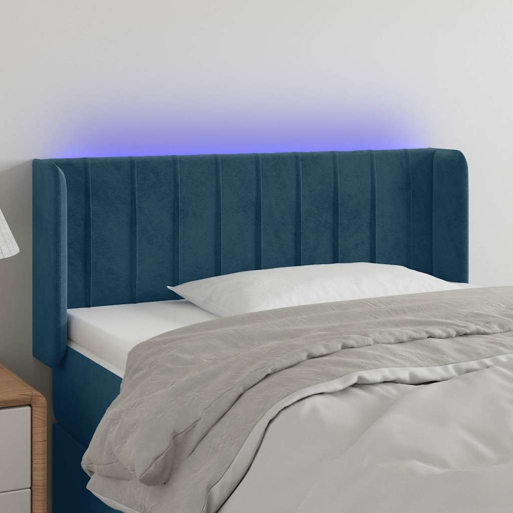 LED uzglavlje tamnoplavo 83x16x78/88 cm baršunasto