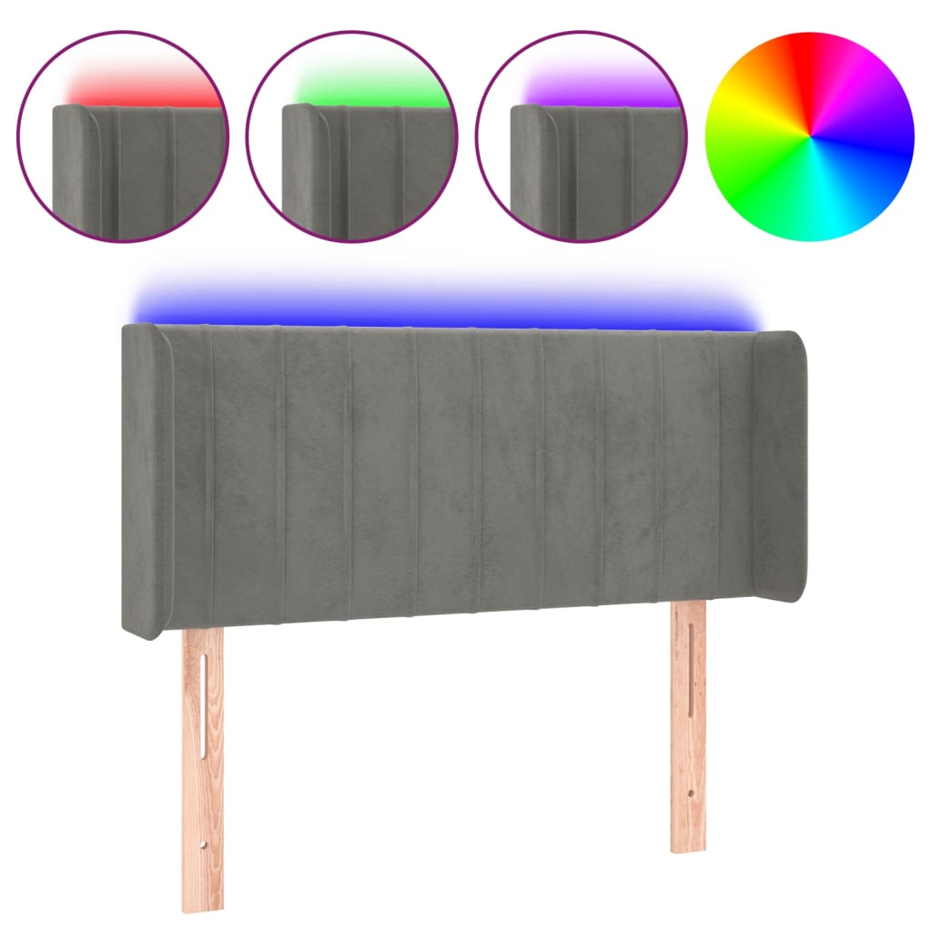 LED uzglavlje svjetlosivo 93x16x78/88 cm baršunasto