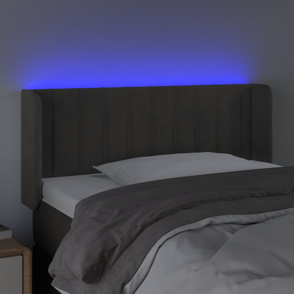 LED uzglavlje tamnosiv 93x16x78/88 cm baršunasto
