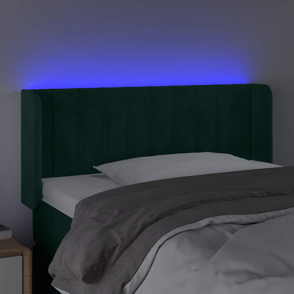 LED uzglavlje tamnozeleno 93x16x78/88 cm baršunasto