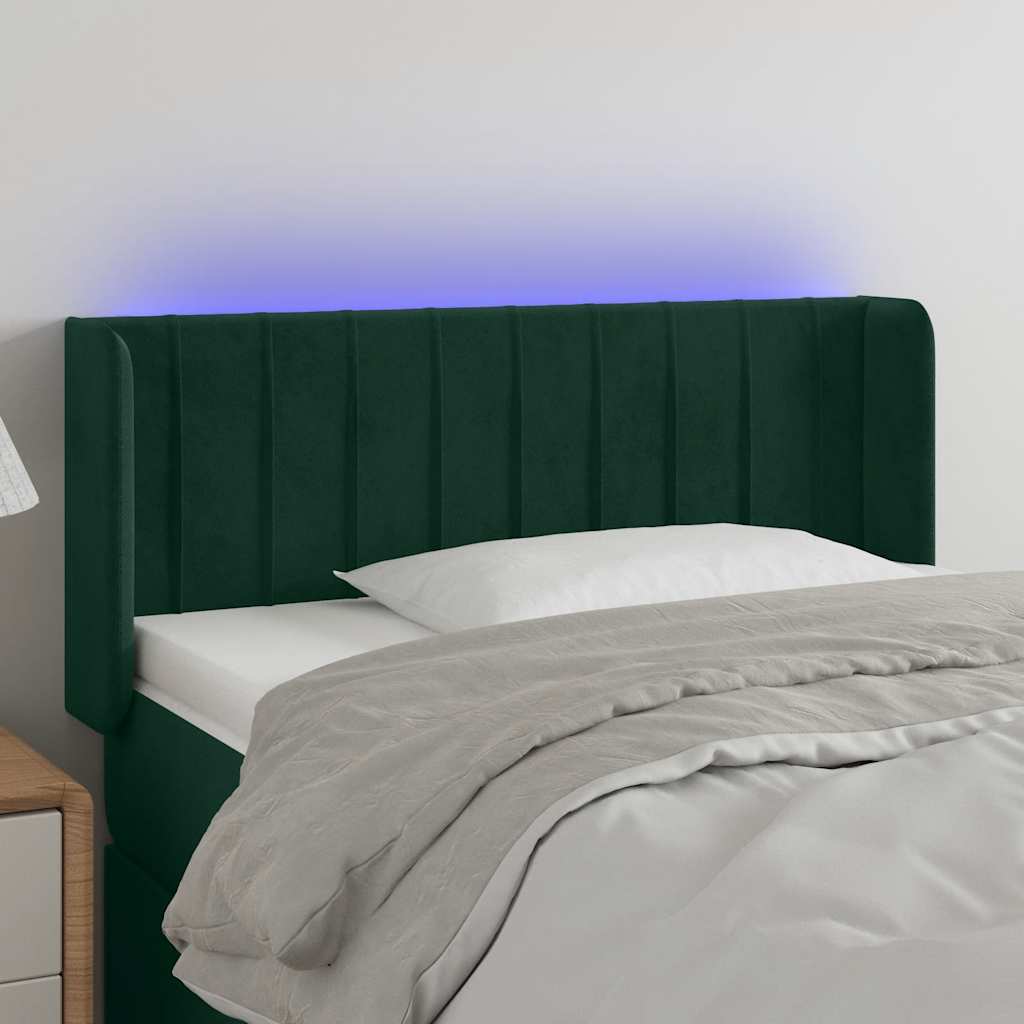 LED uzglavlje tamnozeleno 93x16x78/88 cm baršunasto