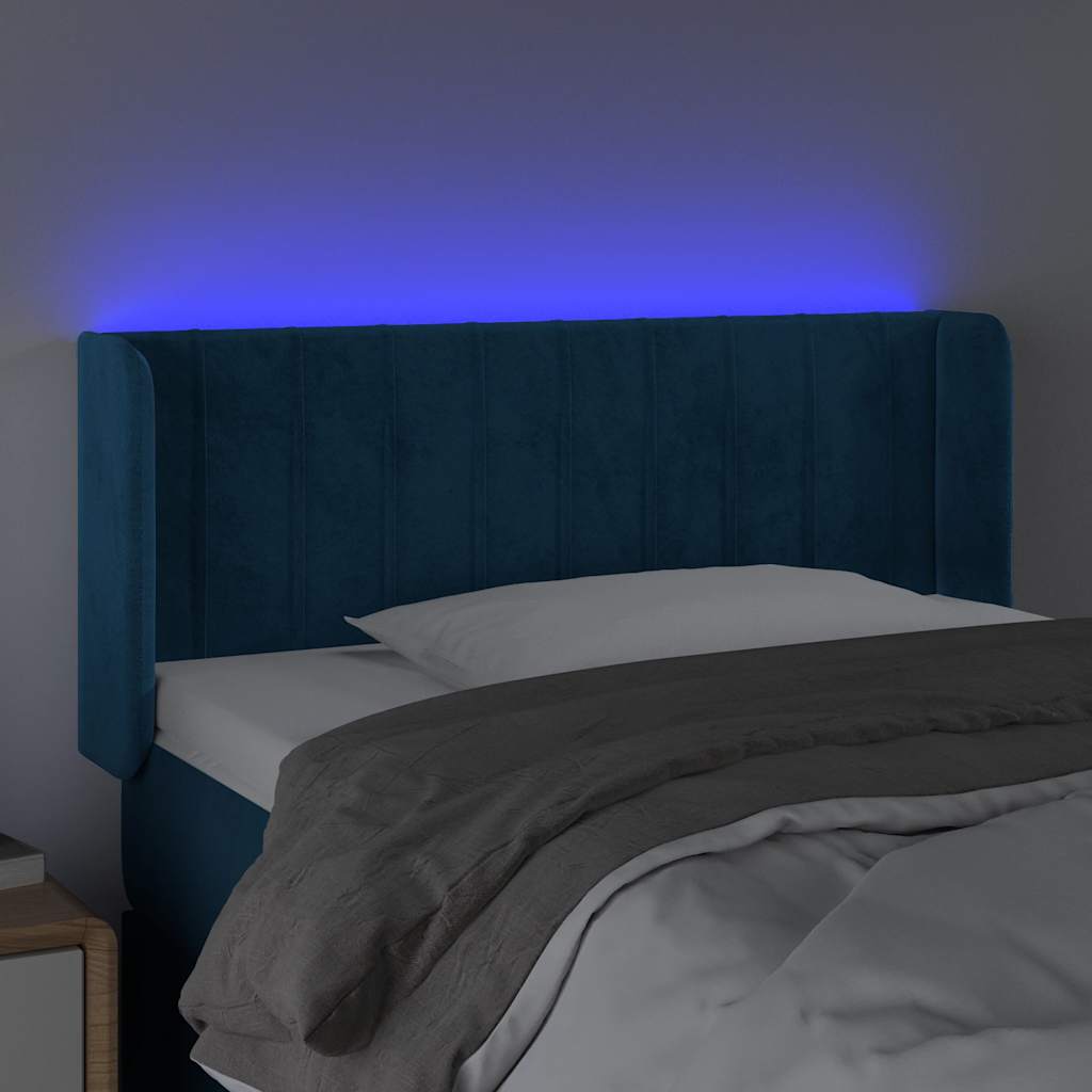 LED uzglavlje tamnoplavo 93x16x78/88 cm baršunasto