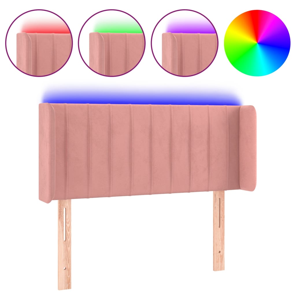 LED uzglavlje ružičasto 103x16x78/88 cm baršunasto