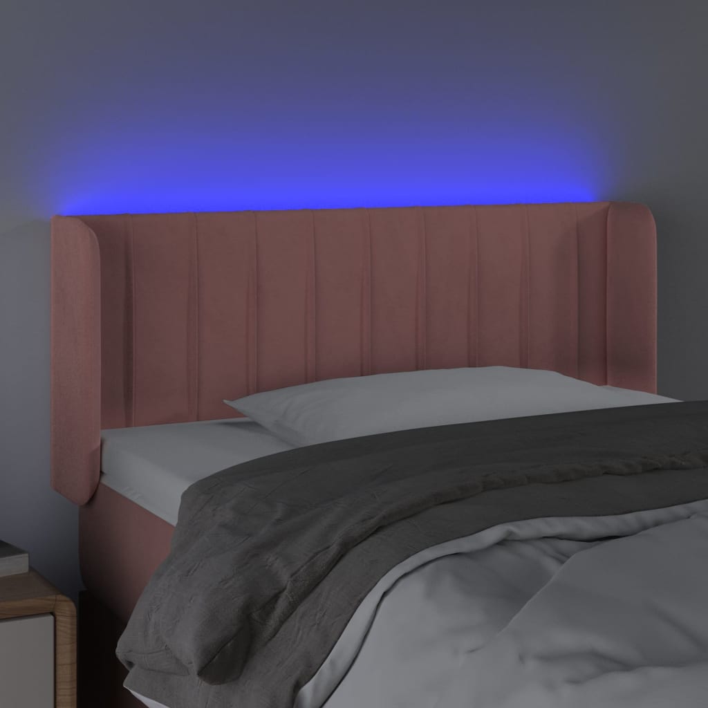 LED uzglavlje ružičasto 103x16x78/88 cm baršunasto