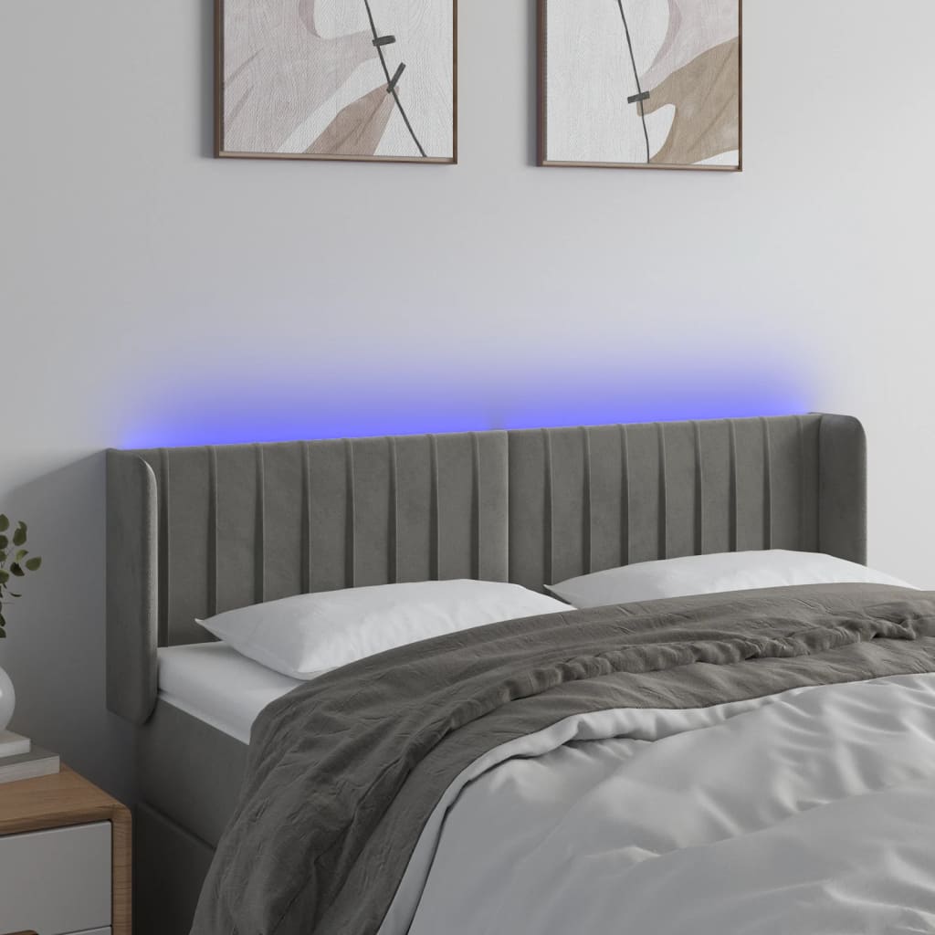 LED uzglavlje svjetlosivo 147x16x78/88 cm baršunasto