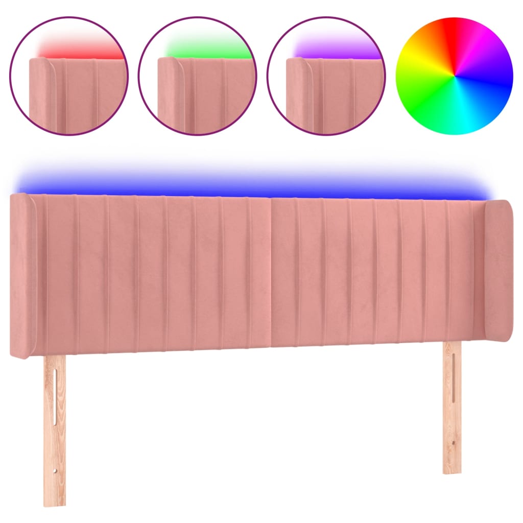 LED uzglavlje ružičasto 147x16x78/88 cm baršunasto