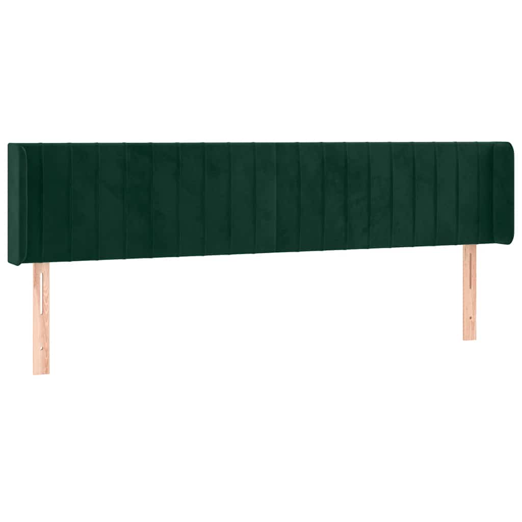 LED uzglavlje tamnozeleno 163x16x78/88 cm baršunasto