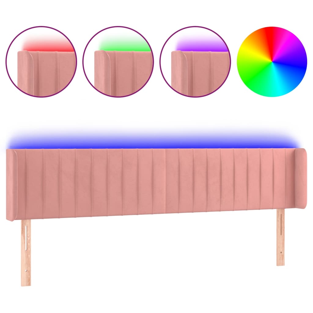LED uzglavlje ružičasto 183x16x78/88 cm baršunasto
