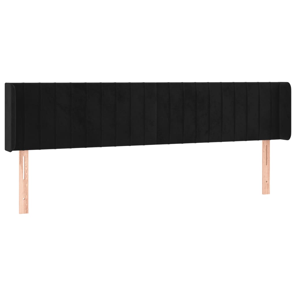 LED uzglavlje crno 203x16x78/88 cm baršunasto