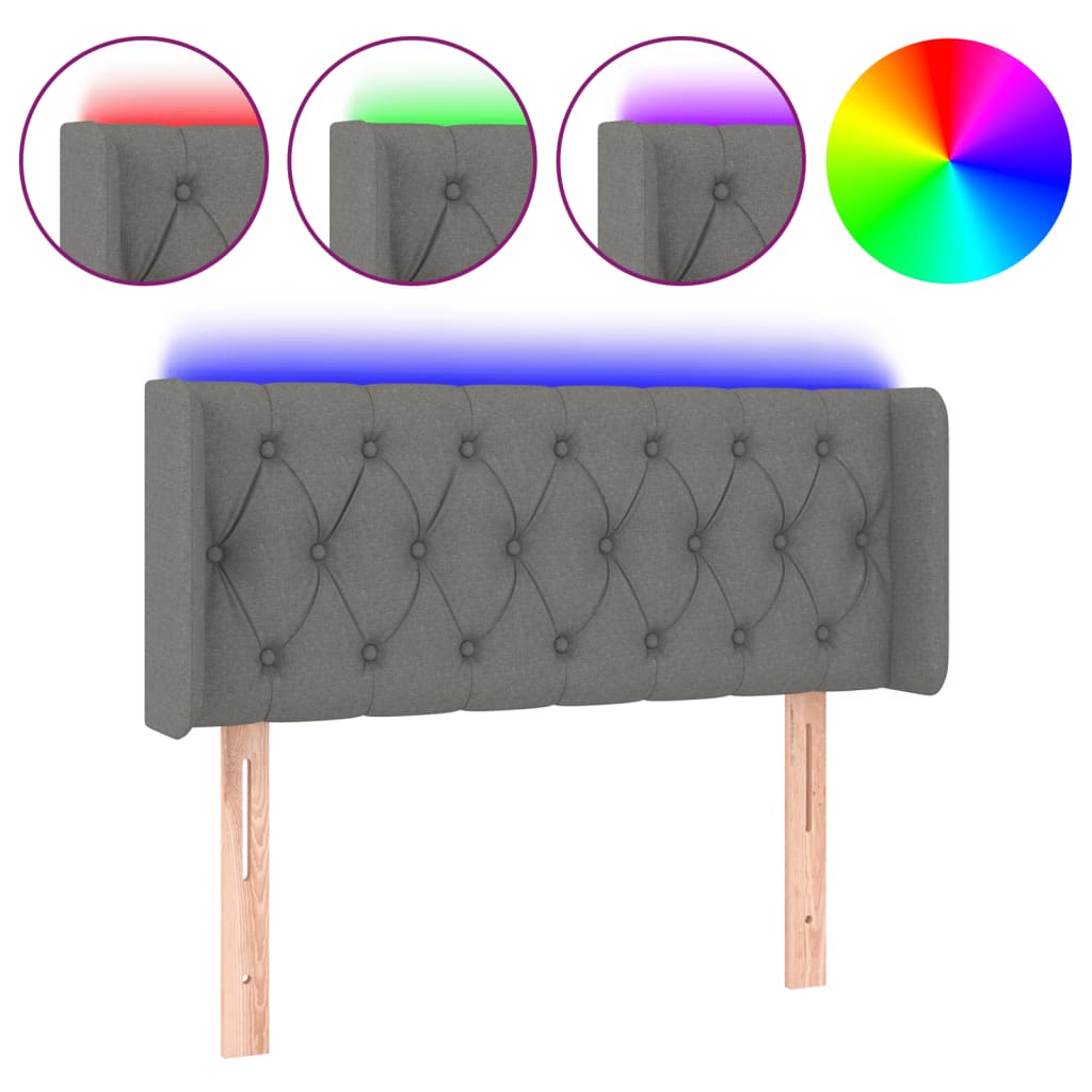 LED uzglavlje tamnosivo 103x16x78/88 cm od tkanine