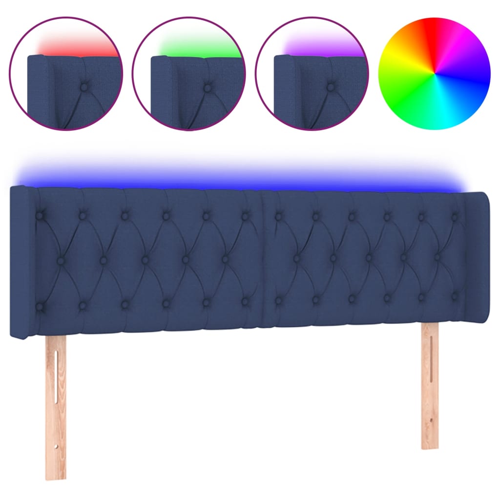 LED uzglavlje plavo 147x16x78/88 cm od tkanine