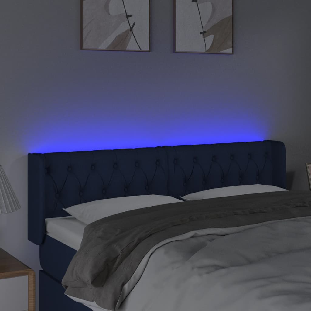 LED uzglavlje plavo 147x16x78/88 cm od tkanine