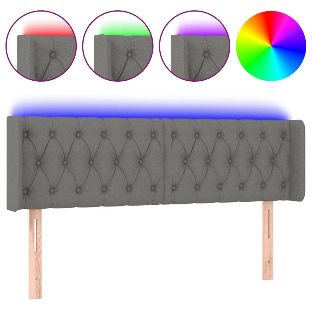 LED uzglavlje tamnosivo 163x16x78/88 cm od tkanine