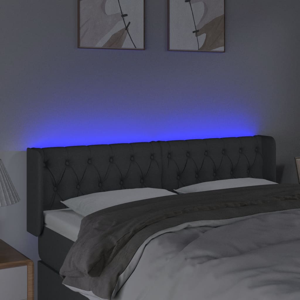 LED uzglavlje tamnosivo 163x16x78/88 cm od tkanine