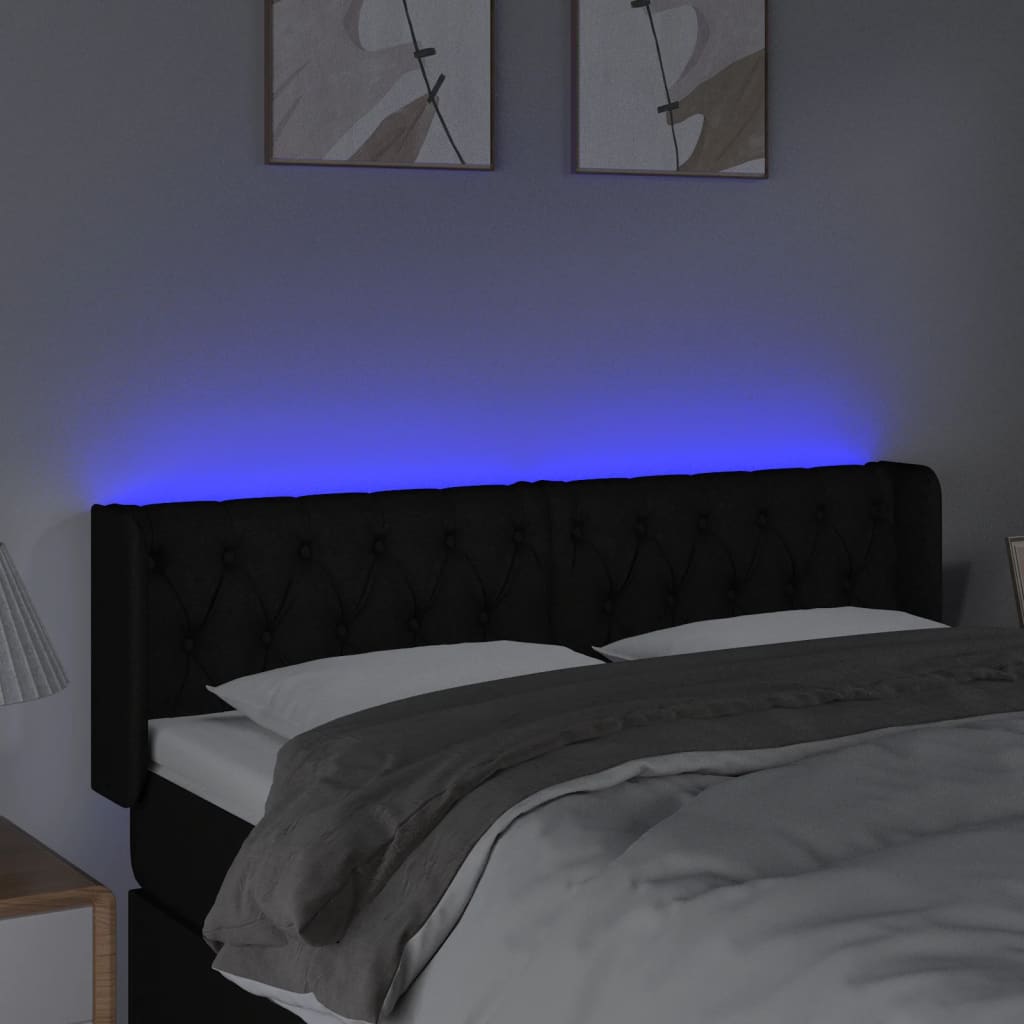 LED uzglavlje crno 163x16x78/88 cm od tkanine