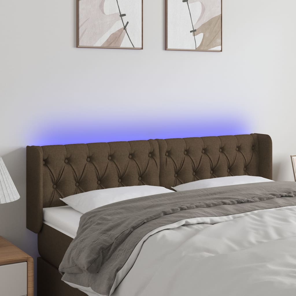LED Uzglavlje tamnosmeđe 163x16x78/88 cm od tkanine