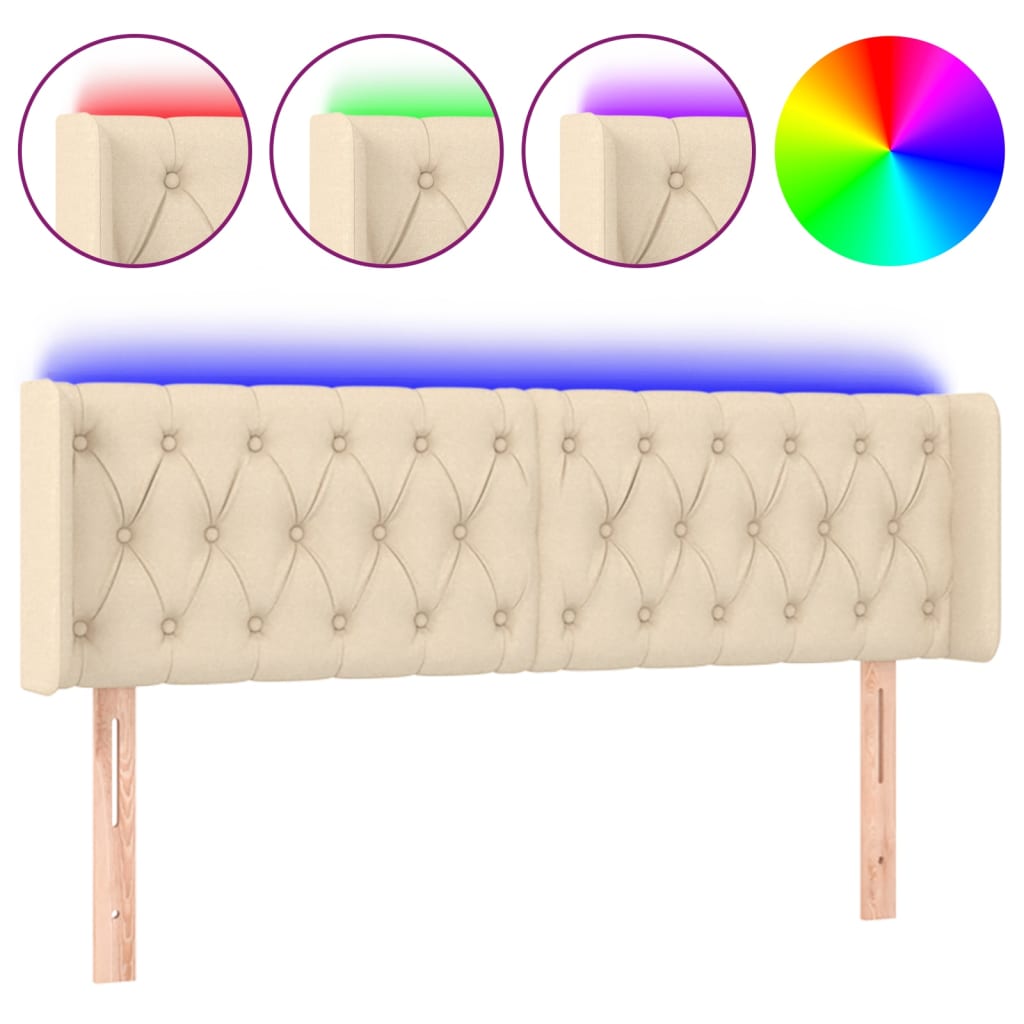 LED uzglavlje krem 163x16x78/88 cm od tkanine