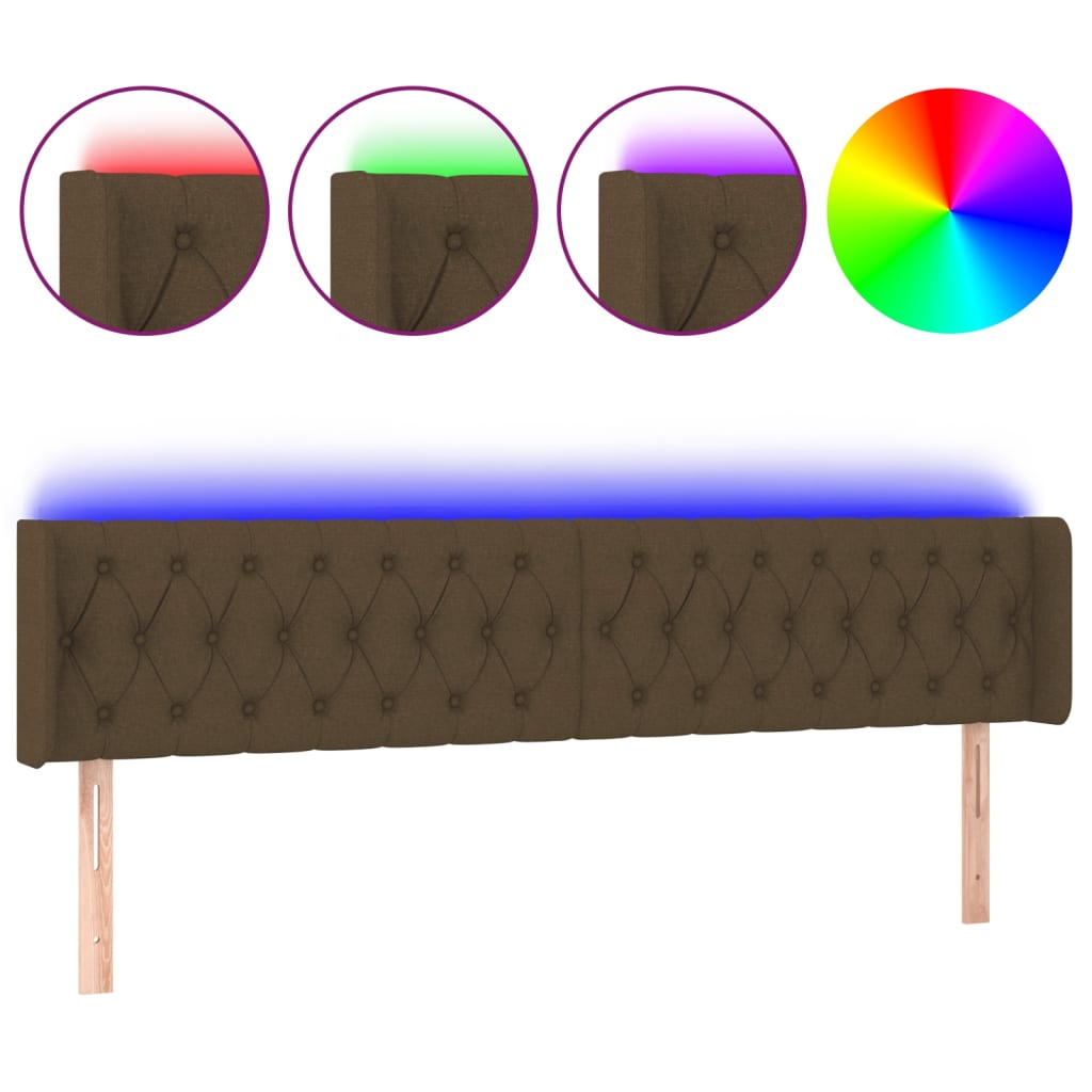 LED uzglavlje tamnosmeđe 183x16x78/88 cm od tkanine