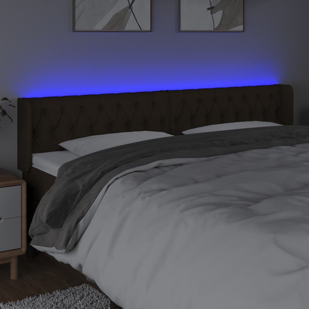 LED uzglavlje tamnosmeđe 183x16x78/88 cm od tkanine