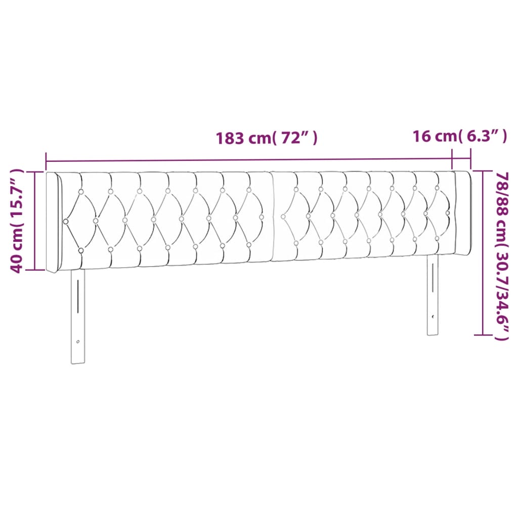 LED uzglavlje tamnosmeđe 183x16x78/88 cm od tkanine