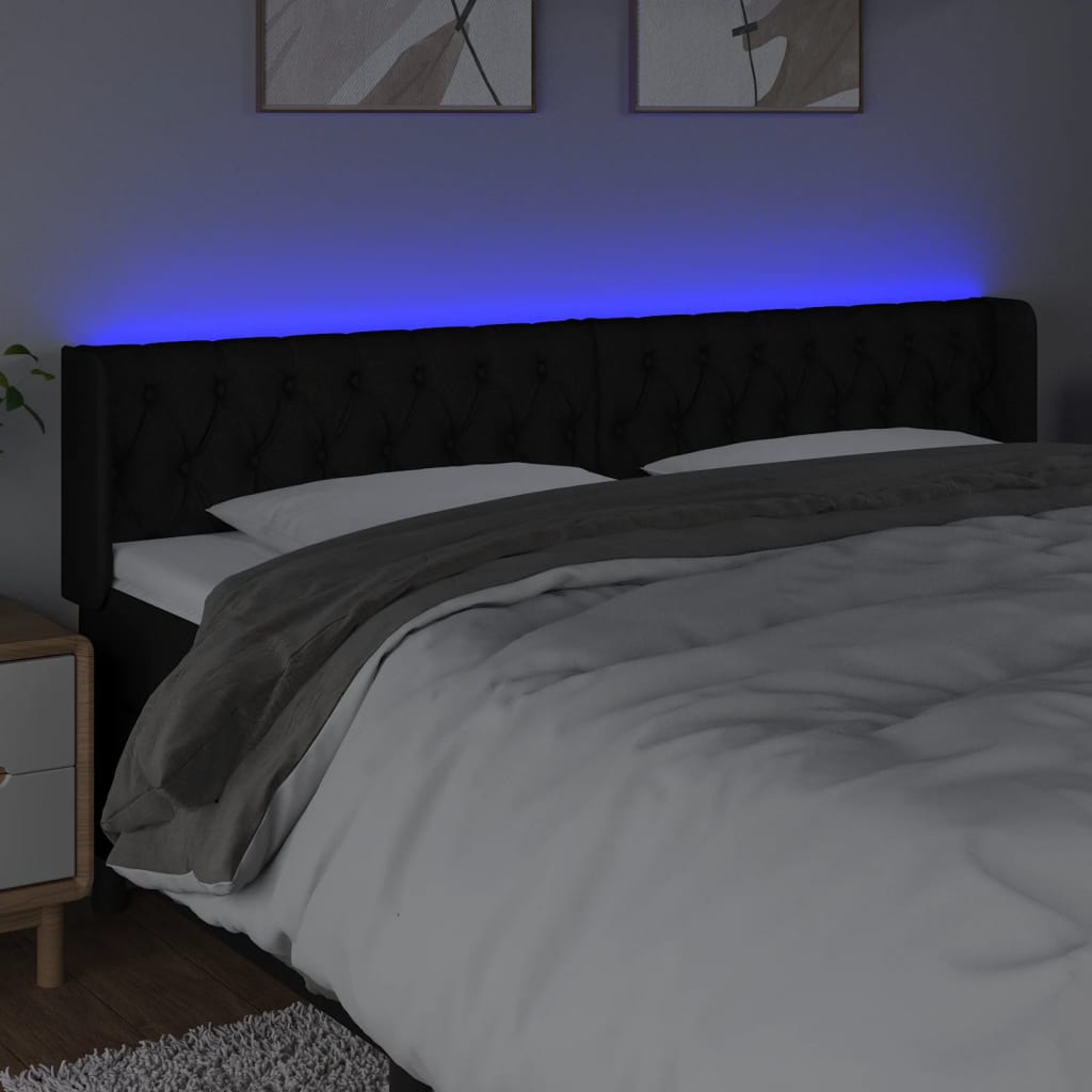 LED uzglavlje crno 203x16x78/88 cm od tkanine