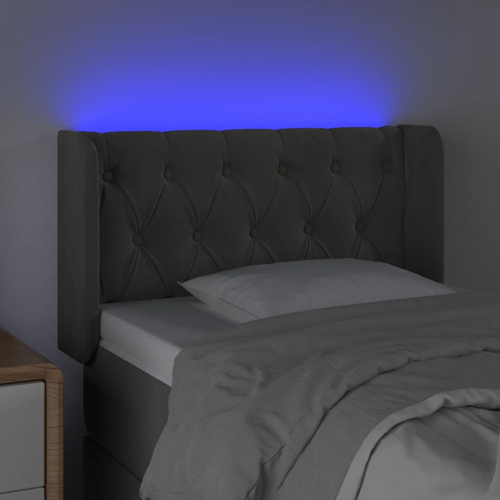 LED uzglavlje tamnosivo 83x16x78/88 cm baršunasto