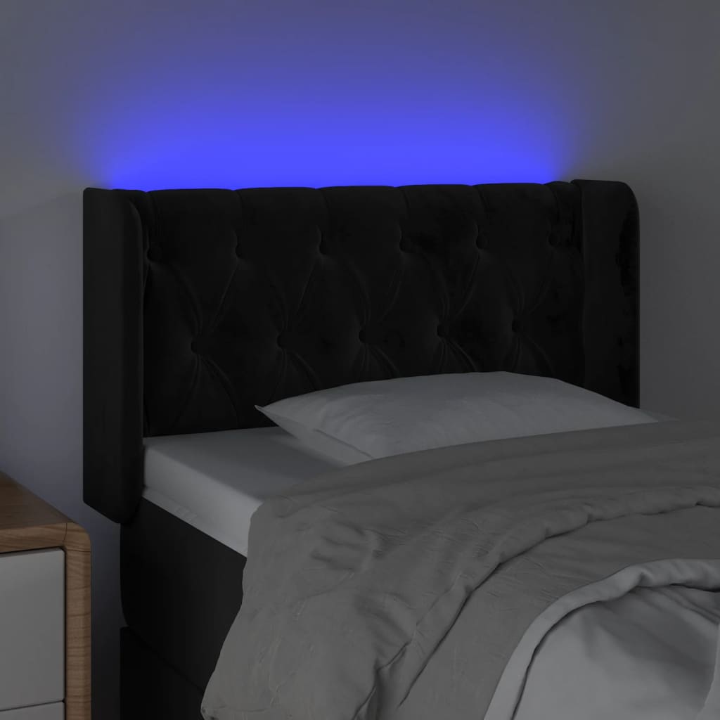 LED uzglavlje crno 83x16x78/88 cm baršunasto