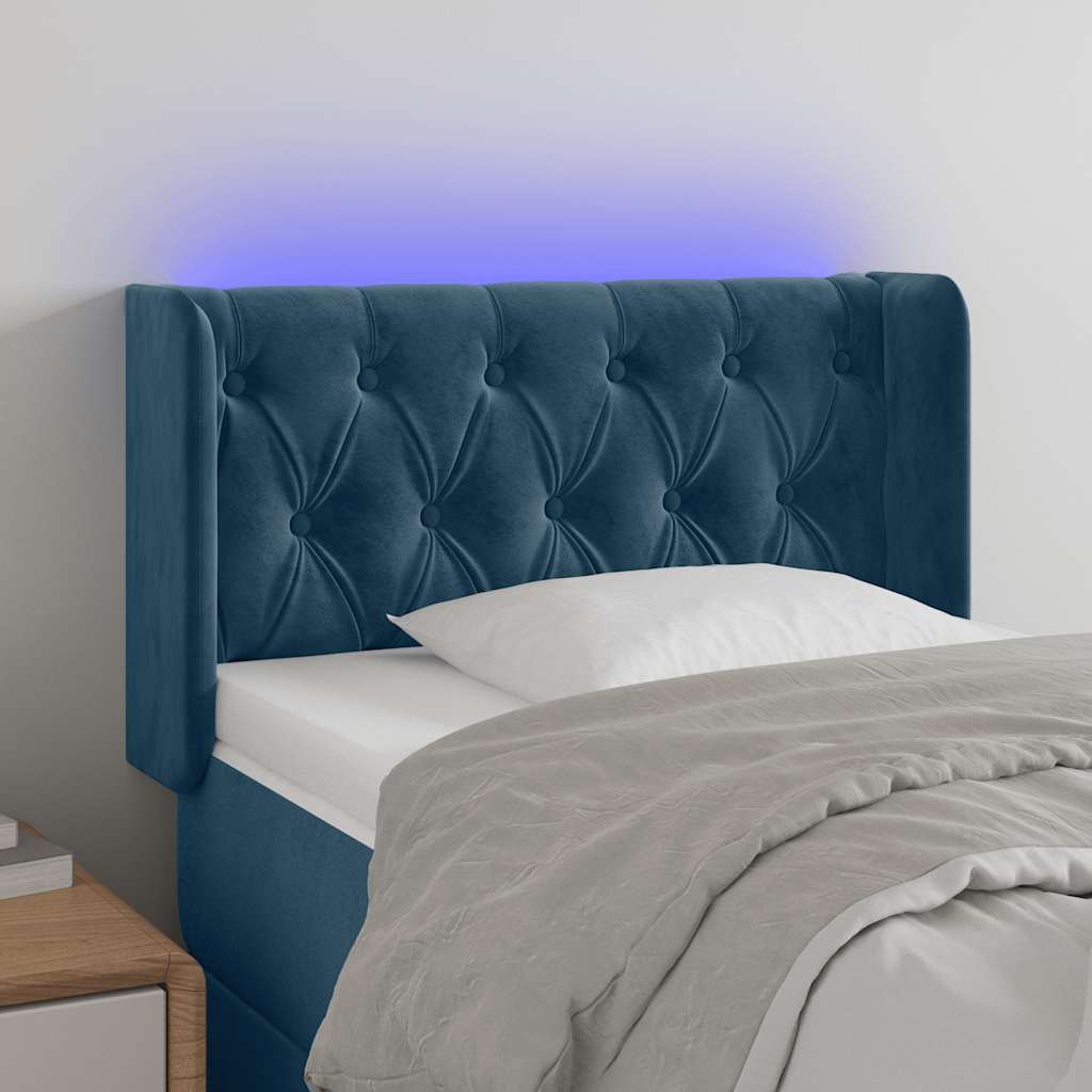 LED uzglavlje tamnoplavo 83x16x78/88 cm baršunasto