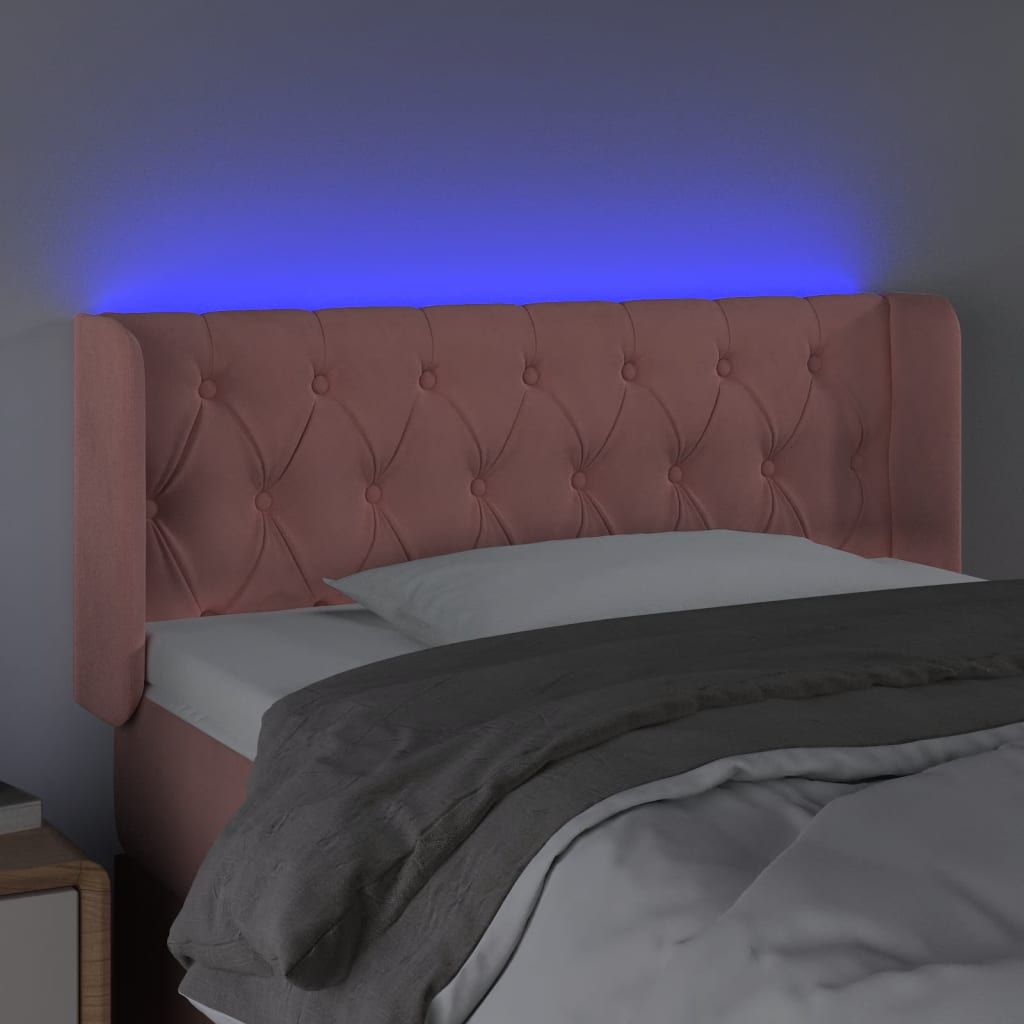 LED uzglavlje ružičasto 93x16x78/88 cm baršunasto
