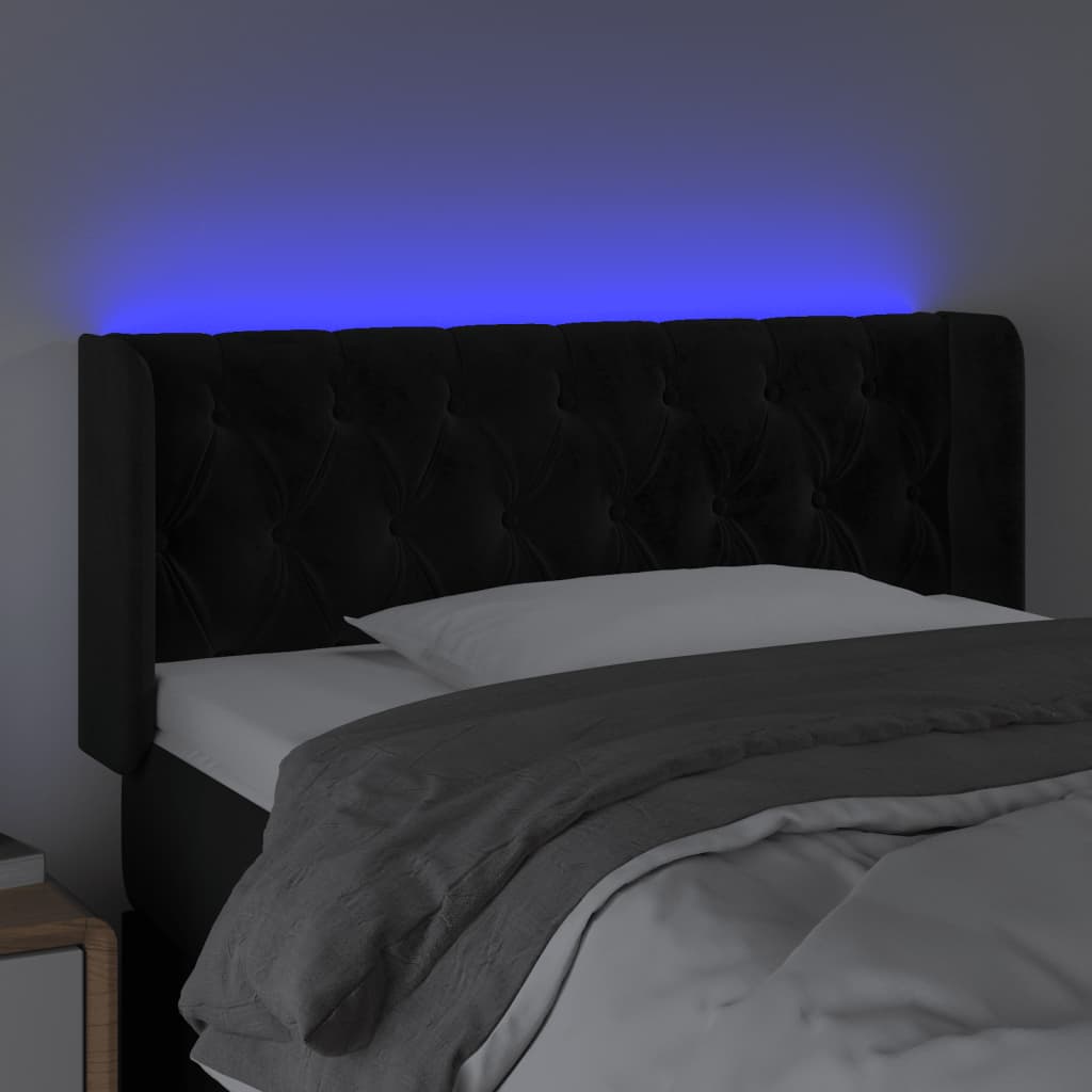 LED uzglavlje crno 103x16x78/88 cm baršunasto