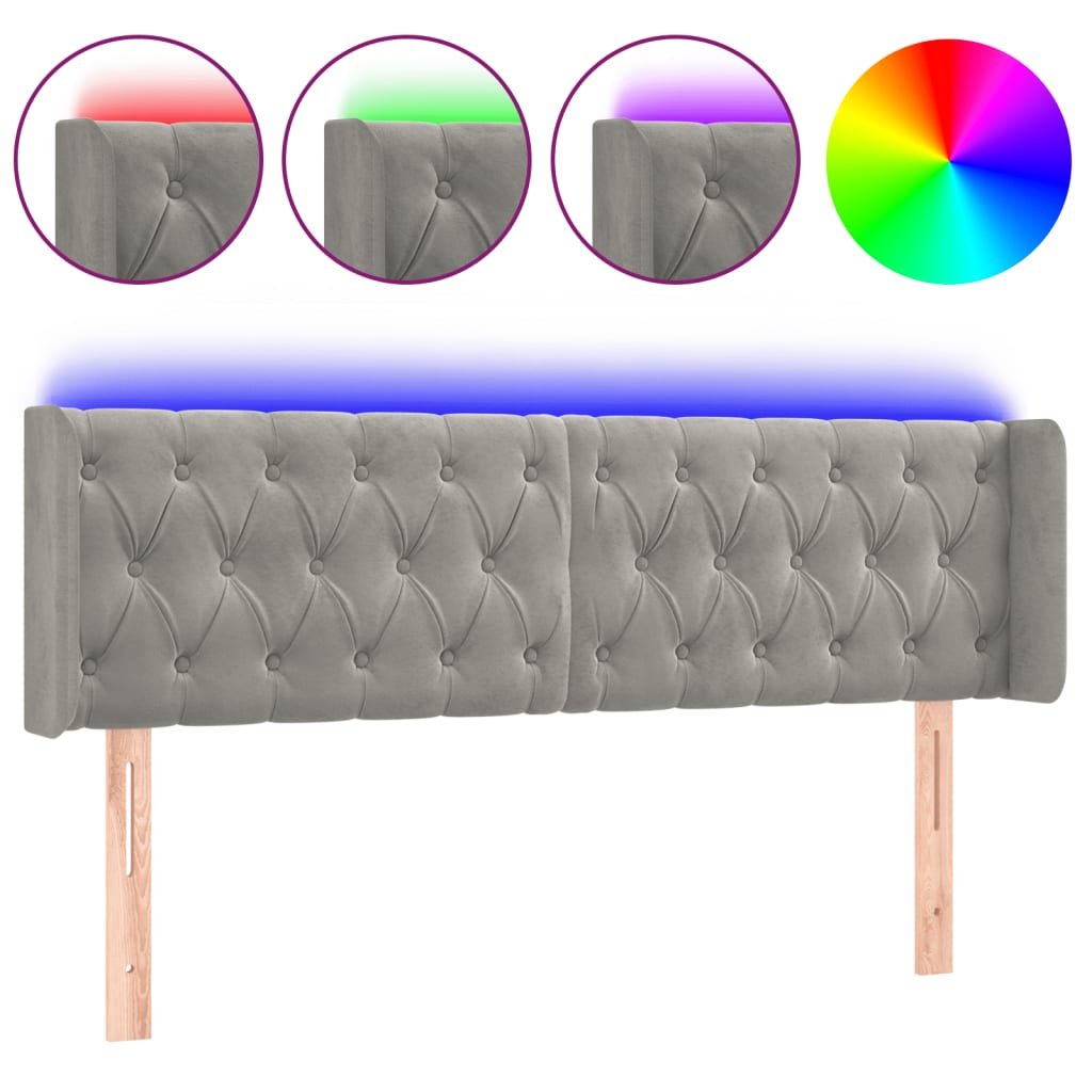LED uzglavlje svjetlosivo 147x16x78/88 cm baršunasto