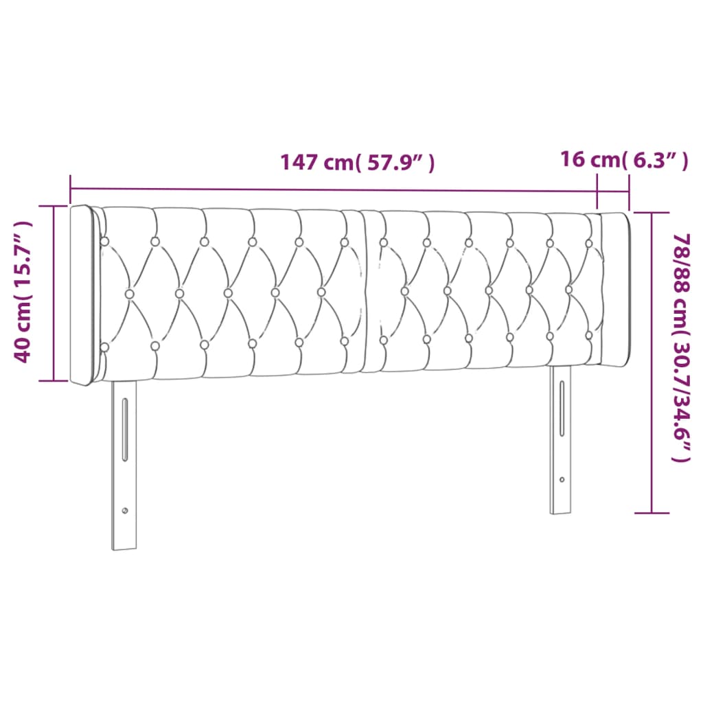 LED uzglavlje svjetlosivo 147x16x78/88 cm baršunasto