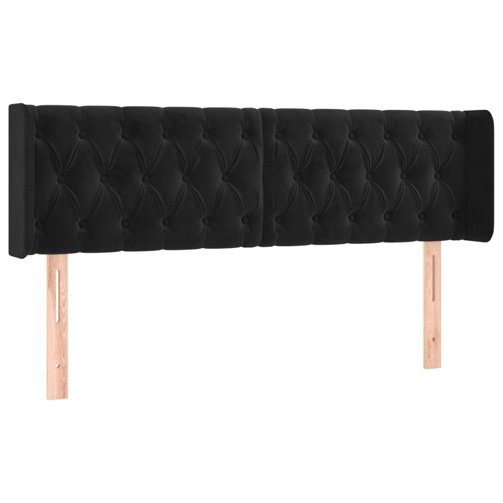 LED uzglavlje crno 147x16x78/88 cm baršunasto