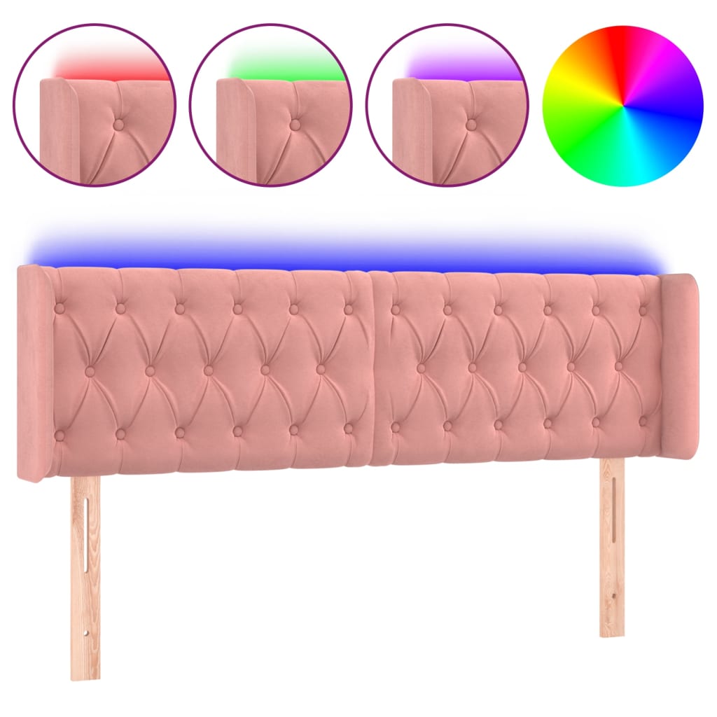 LED uzglavlje ružičasto 147x16x78/88 cm baršunasto