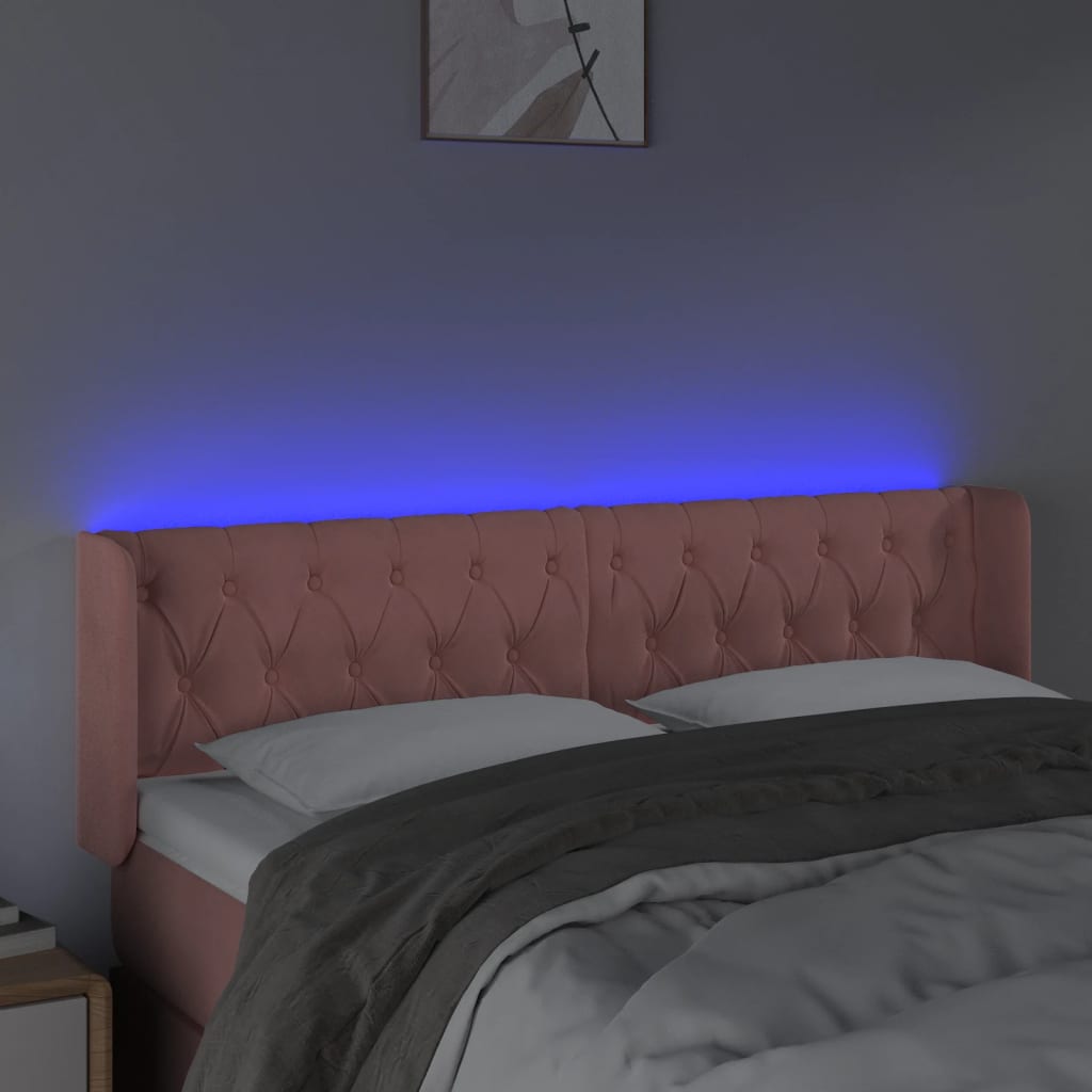 LED uzglavlje ružičasto 147x16x78/88 cm baršunasto
