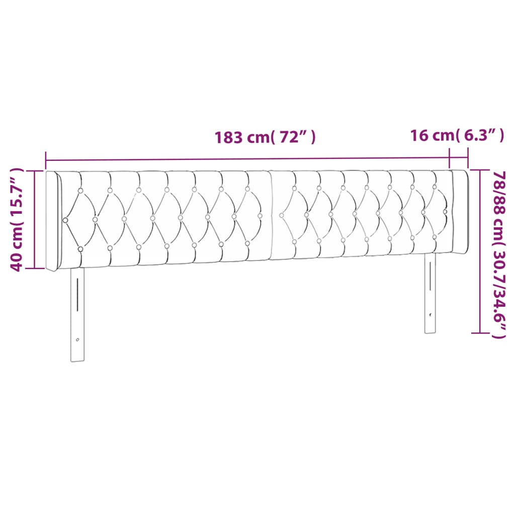 LED uzglavlje svjetlosivo 183x16x78/88 cm baršunasto