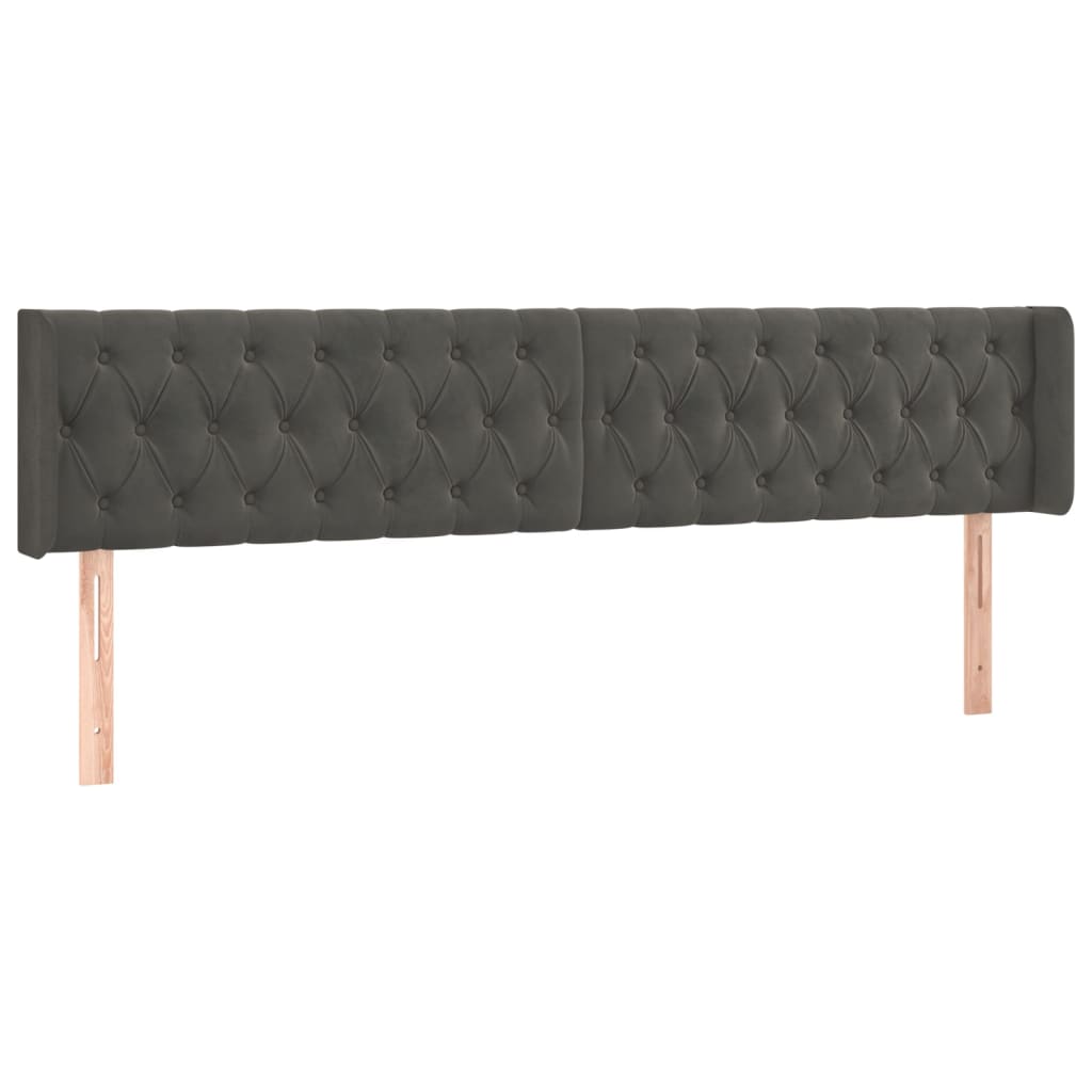LED uzglavlje tamnosivo 183x16x78/88 cm baršunasto