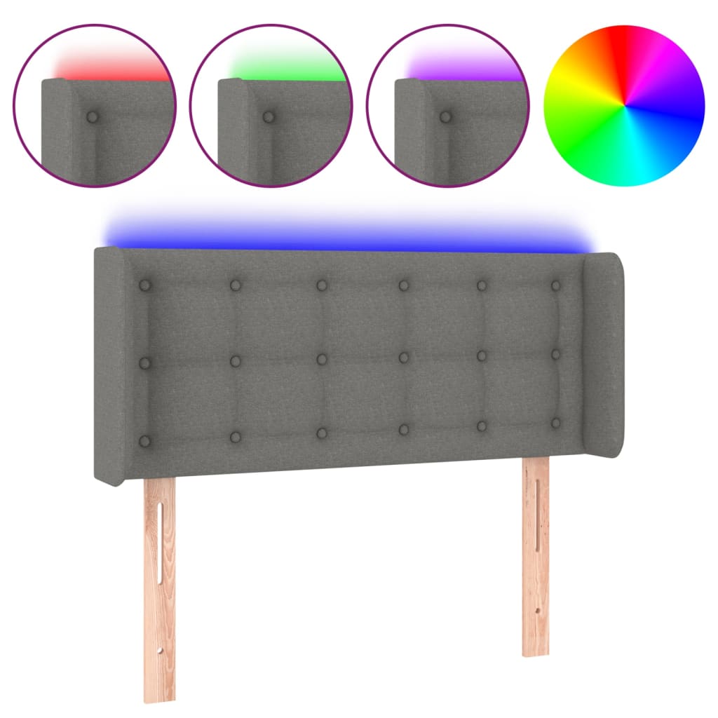 LED uzglavlje tamnosiv 93x16x78/88 cm od tkanine