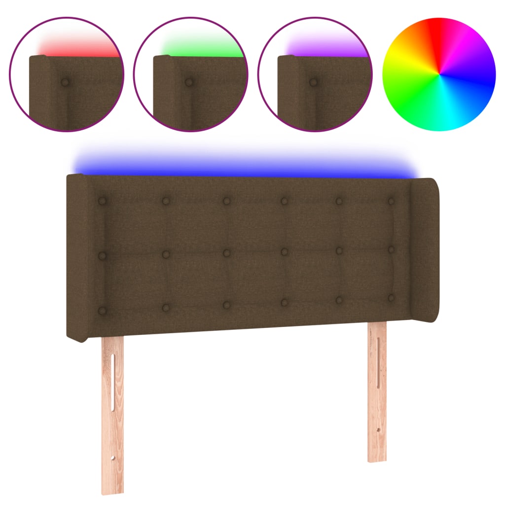 LED uzglavlje tamnosmeđe 93x16x78/88 cm od tkanine