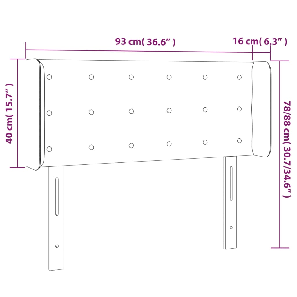 LED uzglavlje tamnosmeđe 93x16x78/88 cm od tkanine