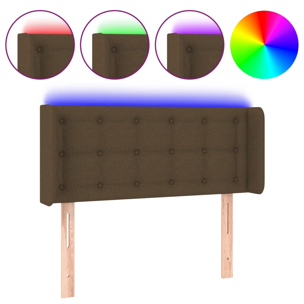 LED Uzglavlje tamnosmeđe 103x16x78/88 cm od tkanine