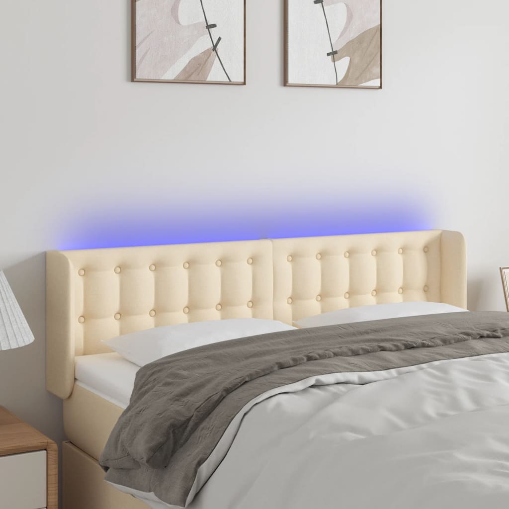 LED uzglavlje krem 147x16x78/88 cm od tkanine