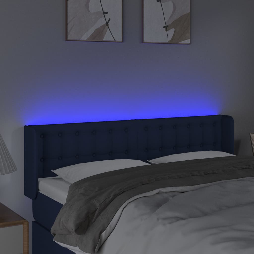 LED uzglavlje plavo 147x16x78/88 cm od tkanine