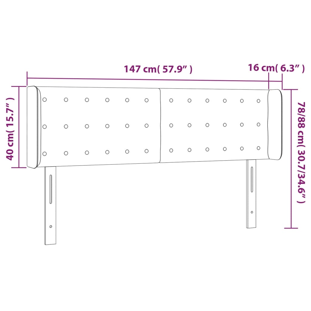 LED uzglavlje plavo 147x16x78/88 cm od tkanine