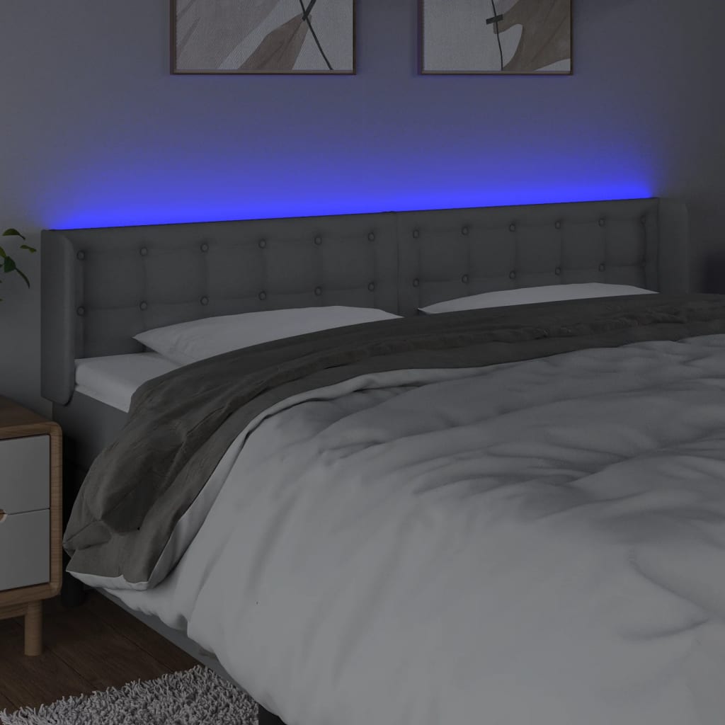 LED uzglavlje svjetlosivo 163x16x78/88 cm od tkanine