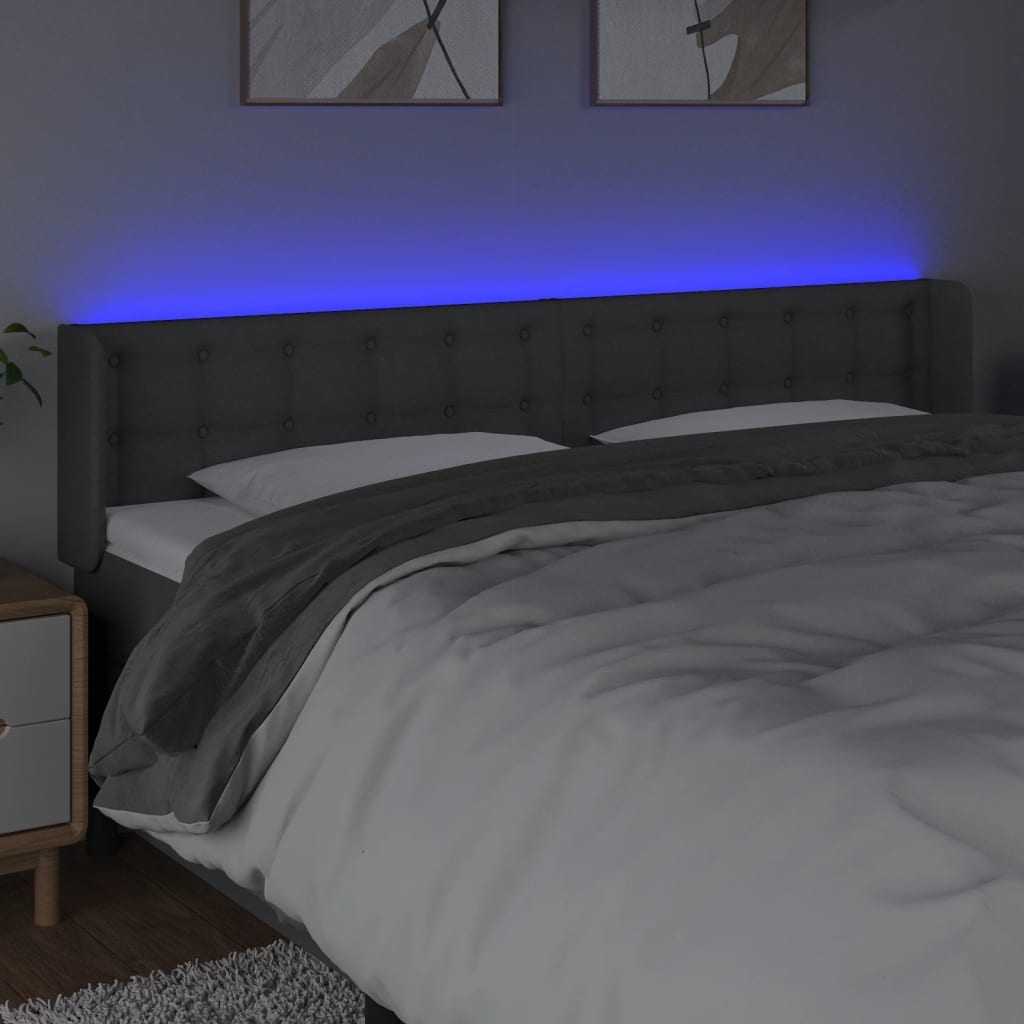 LED uzglavlje tamnosivo 163x16x78/88 cm od tkanine
