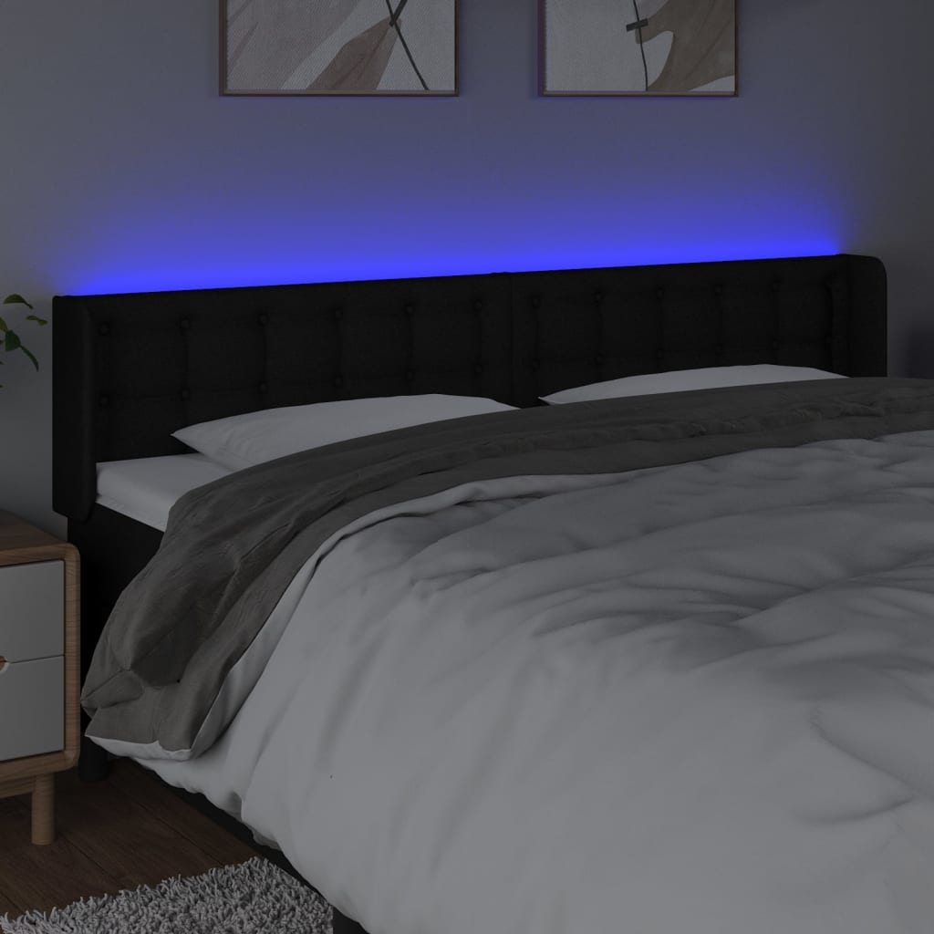 LED uzglavlje crno 163x16x78/88 cm od tkanine
