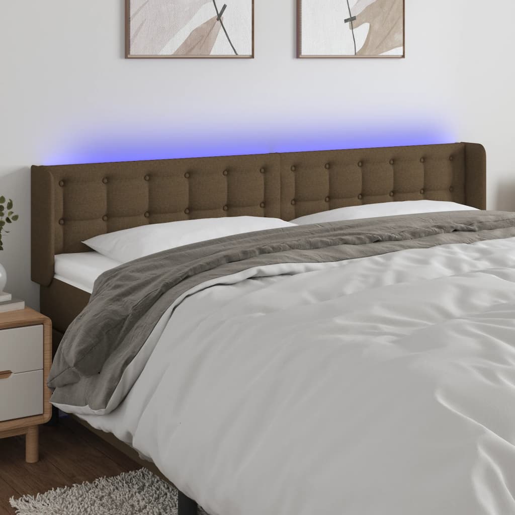LED Uzglavlje tamnosmeđe 163x16x78/88 cm od tkanine