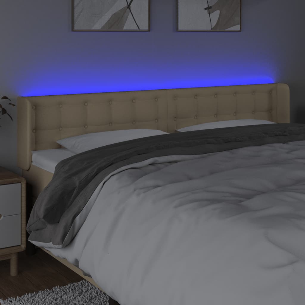 LED uzglavlje krem 163x16x78/88 cm od tkanine